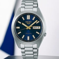 SRPL55K Seiko 5 SNXS Series – Blue Dial Automatic Watch with Gold Accents