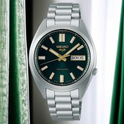 SRPL57K Seiko 5 SNXS Series – Green Dial Automatic Watch with Gold Accents