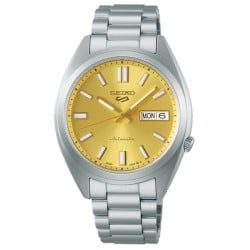 SRPL59K Seiko 5 SNXS Series – Golden Dial Automatic Watch with Silver Steel Elegance