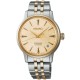 SRPL64J Seiko Ladies Bi-Tone Presage Cocktail Time – Gold-Toned Dial with Silver & Gold Accents, Stainless Steel Bracelet, and Automatic Movement SRPL64J Seiko Ladies Bi-Tone Presage Cocktail Time – Elegant gold-toned dial with silver and gold accents, automatic movement, and stainless steel bracelet.