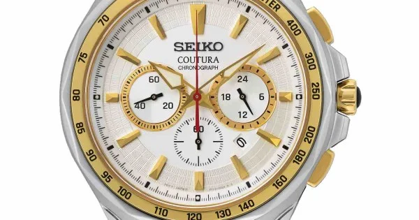 Seiko silver dial 2 tone chrono coutura watch outlet
