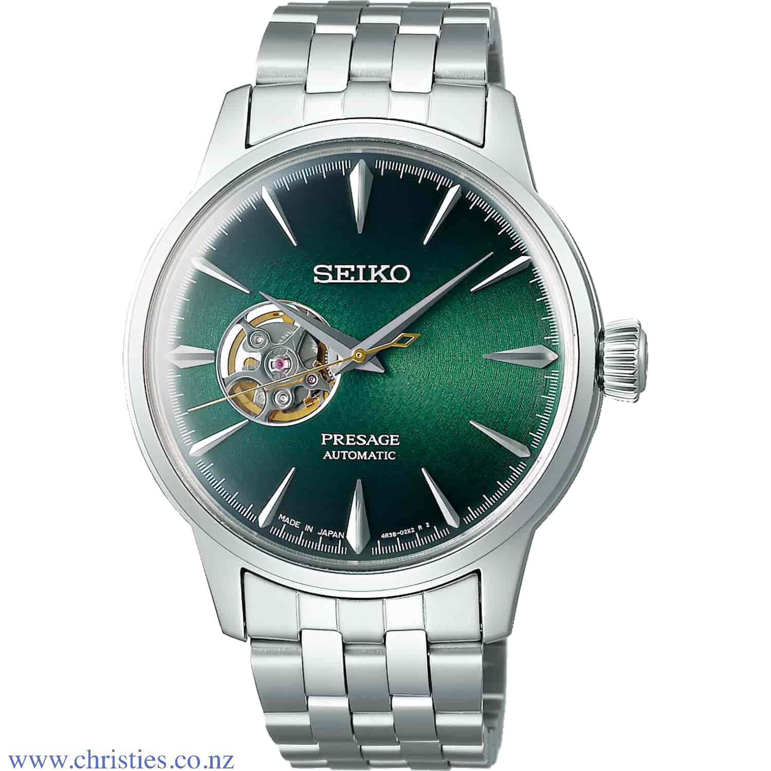 SSA441J Seiko Presage Automatic Mens Cocktail Time Watch. Seiko SSA441J Seiko Presage Automatic Mens Cocktail Time Watch featuring a green skeleton dial Afterpay - Split your purchase into 4 instalments - Pay for your purchase over 4 instalments, due ever