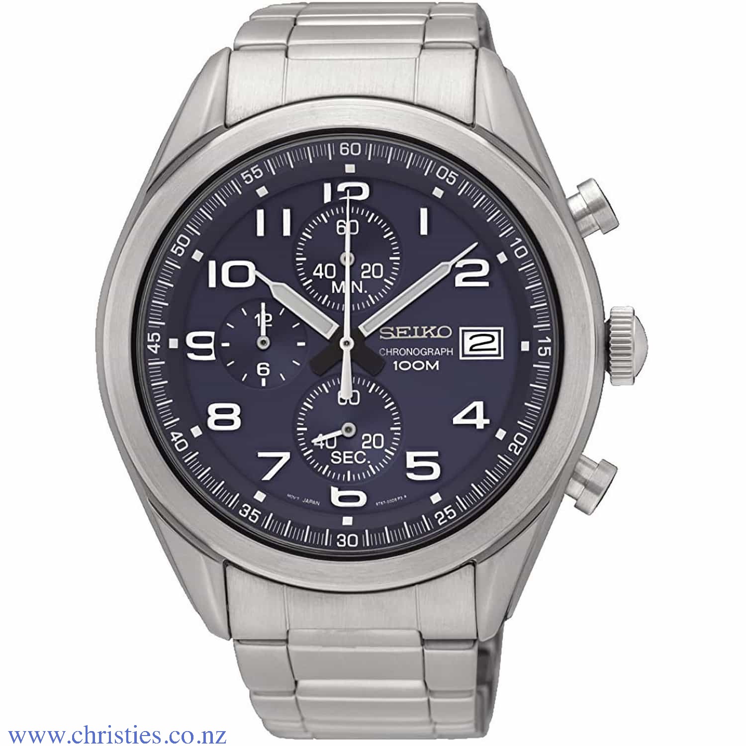 SSB267P Seiko Sports Chronograph Watch. Using the Seiko Quartz 8T67 movement, the Seiko chronograph SSB267P1 features in full stainless steel with Hardlex glass and a case size of 44.9mm and thickness of 12.1mm. This watch has a water resistance rating of