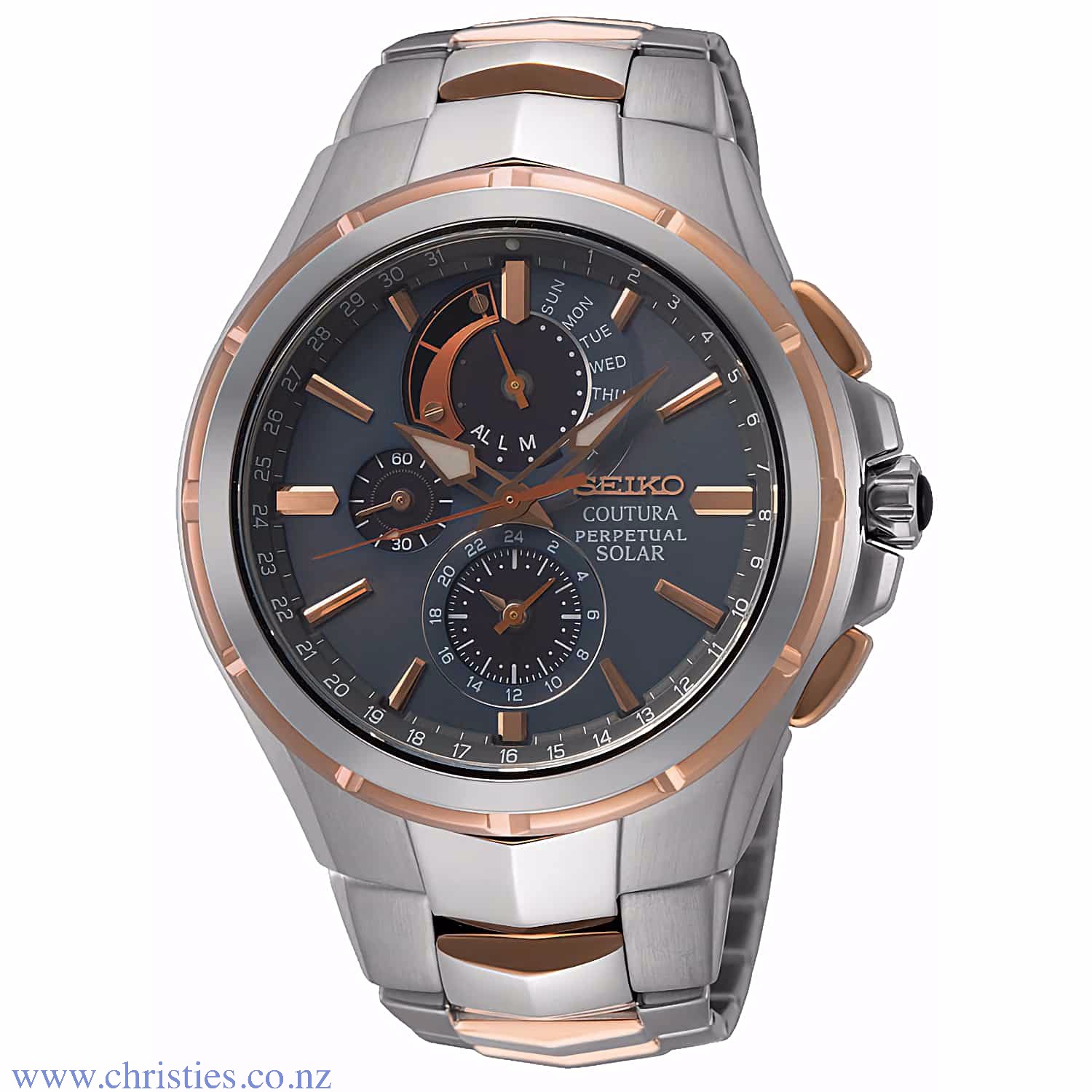 SSC788P-9 SEIKO Coutura Solar Perpetual Chronograph Watch. Seiko Coutura SSC788P-9 Chronograph Solar TT Mens Watch, classic everyday style in rose and silver LAYBUY - Pay it easy, in 6 weekly payments and have it now. Only pay the price of your purchase, 