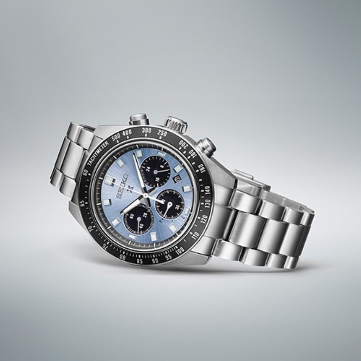 Christies Jewellery - SSC935 Seiko Prospex: Solar-Powered Excellence SSC935 Seiko Prospex Speedtimer Solar Chronograph SSC935P watch - With Light Blue Dial and Stainless steel bracelet.