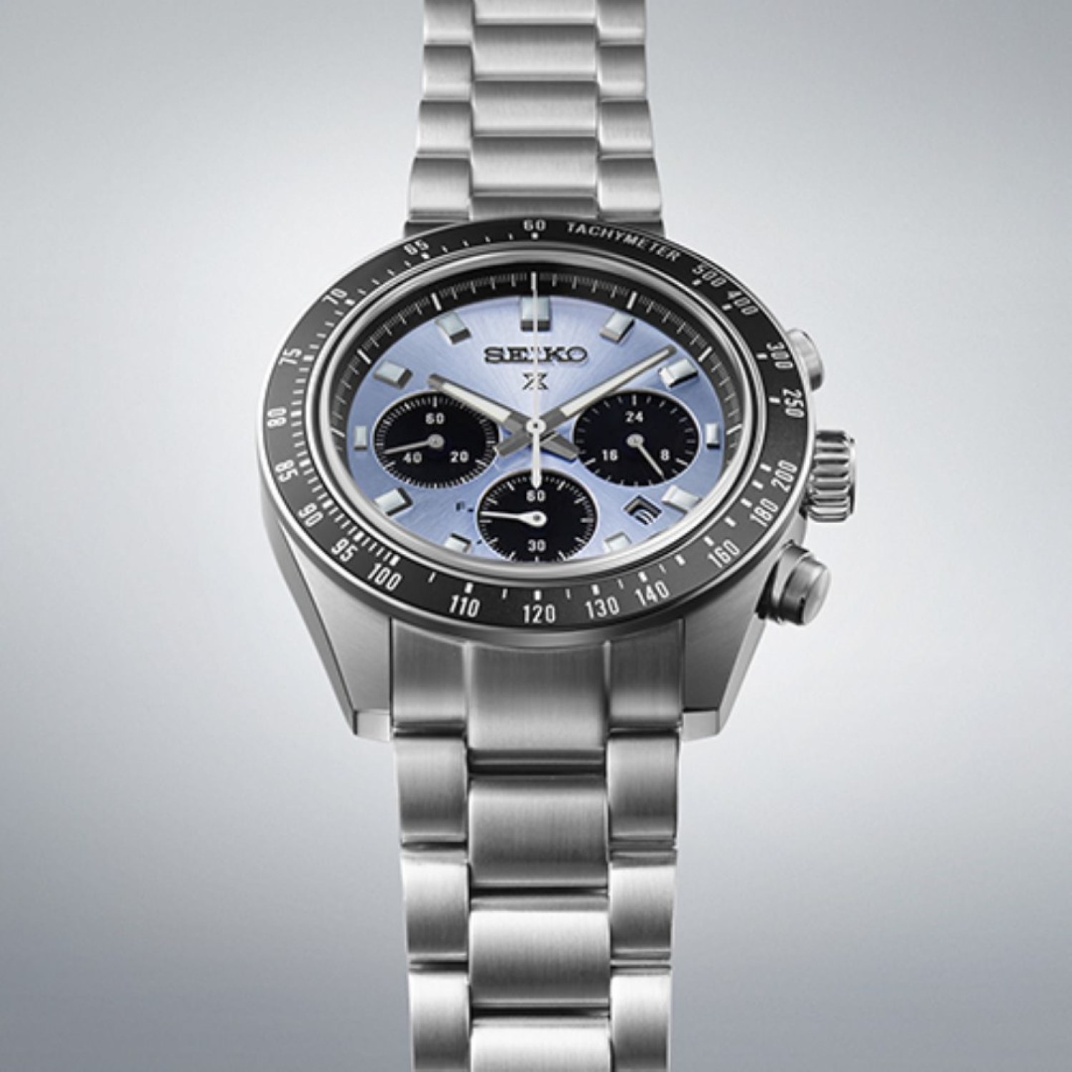 Christies Jewellery - SSC935 Seiko Prospex: Solar-Powered Excellence SSC935 Seiko Prospex Speedtimer Solar Chronograph SSC935P watch - With Light Blue Dial and Stainless steel bracelet.