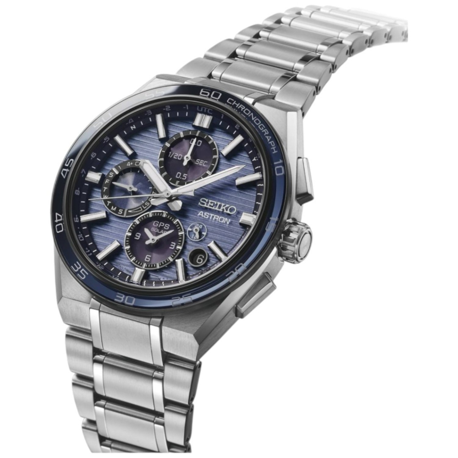 SSH175J Seiko Astron Dual-Time GPS Solar Watch – Blue Dial, Titanium Case | Christies NZ SSH175J Seiko Astron GPS Solar Chronograph – Dual-Time Titanium Watch with Blue Dial