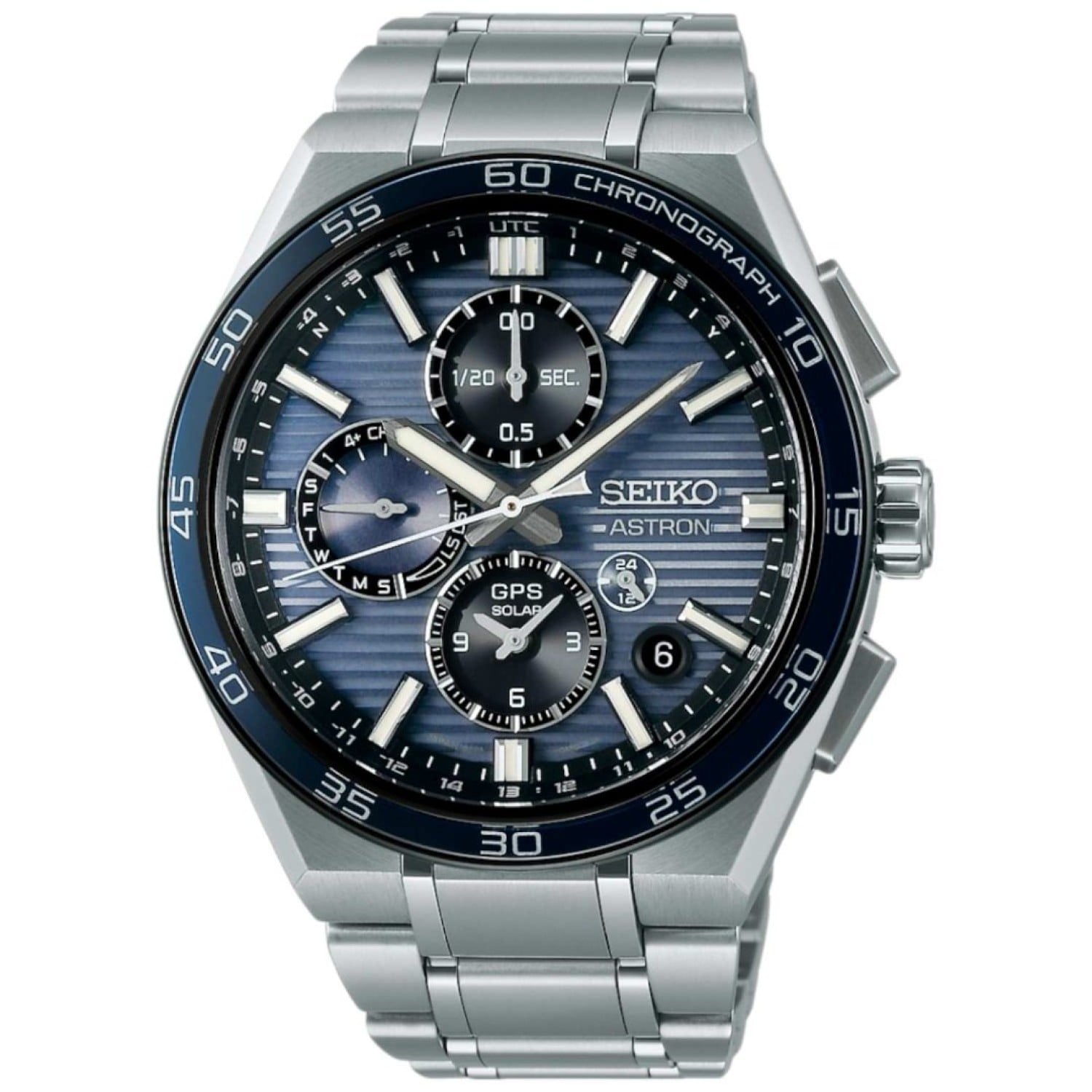 SSH175J Seiko Astron Dual-Time GPS Solar Watch – Blue Dial, Titanium Case | Christies NZ SSH175J Seiko Astron GPS Solar Chronograph – Dual-Time Titanium Watch with Blue Dial