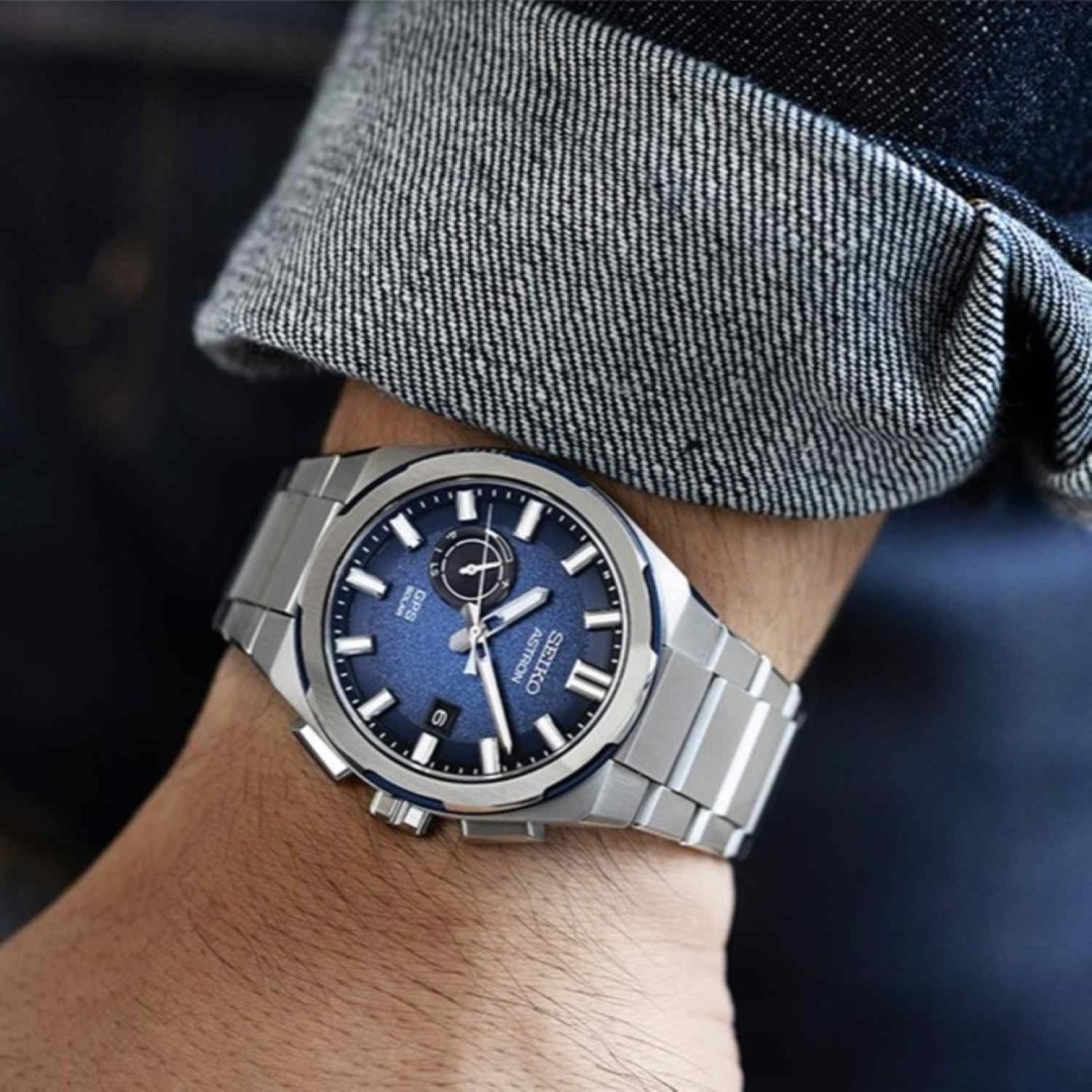SSJ023J Seiko Astron GPS Solar Watch - Precision Timekeeping & Elegant Design SSJ023J Seiko Astron GPS Solar Watch with GPS functionality and solar power with blue colour dial and Titanium casing