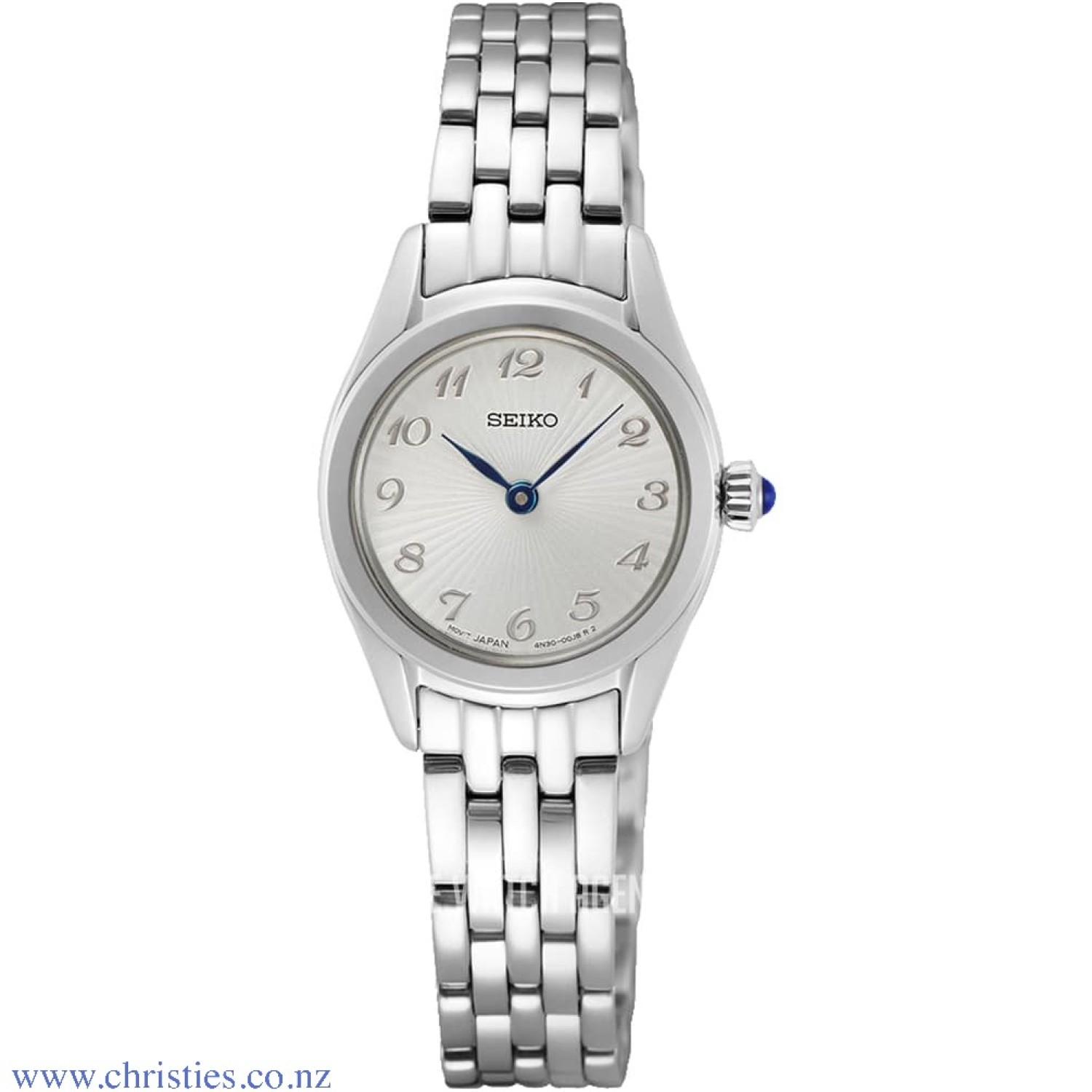 SWR057P Seiko Ladies Quartz Watch. Using the Seiko Quartz 8T67 movement, the Seiko chronograph SSB267P1 features in full stainless steel with Hardlex glass and a case size of 44.9mm and thickness of 12.1mm. This watch has a water resistance rating of 10 G