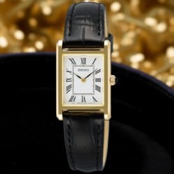 SWR108P Seiko Ladies Gold-Tone Roman Dial Leather Strap