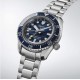 SPB509J SEIKO Prospex GMT Automatic Diver's Watch with stainless steel case and bracelet, featuring a blue wave-patterned dial, a unidirectional rotating bezel with minute markers, luminous hands and hour markers, and a GMT hand for tracking a second time