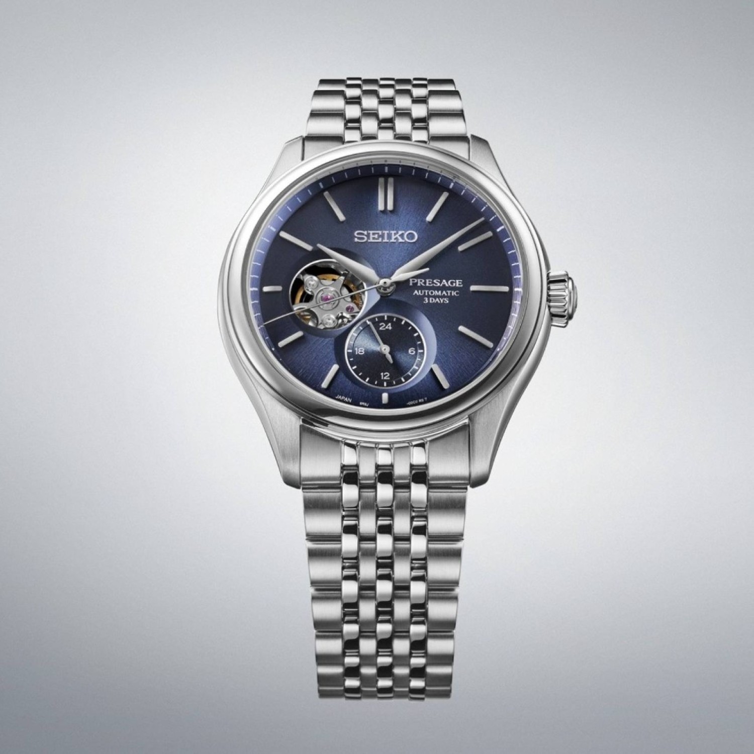 Christies Jewellery NZ – SPB527J Seiko Presage Classic Automatic Watch with Open Heart Dial SPB527J Seiko Presage Classic Automatic Watch – Blue Open Heart Dial, 72-Hour Power Reserve