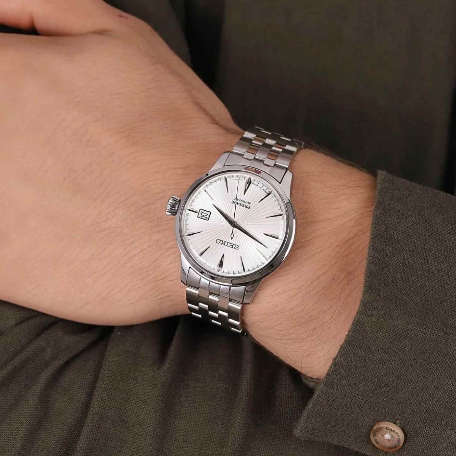 SRPG23J Seiko Presage Automatic Mens Cocktail Time Watch SRPG23J Afterpay SRPG23J Seiko Presage Automatic Mens Cocktail Time Watch. Seiko Presage Automatic Mens Cocktail Time Watch Inspired by the bar for you Afterpay - Split your purchase into 4 instalments - Pay for your purchase over 4 instalments, due every two weeks. You’l