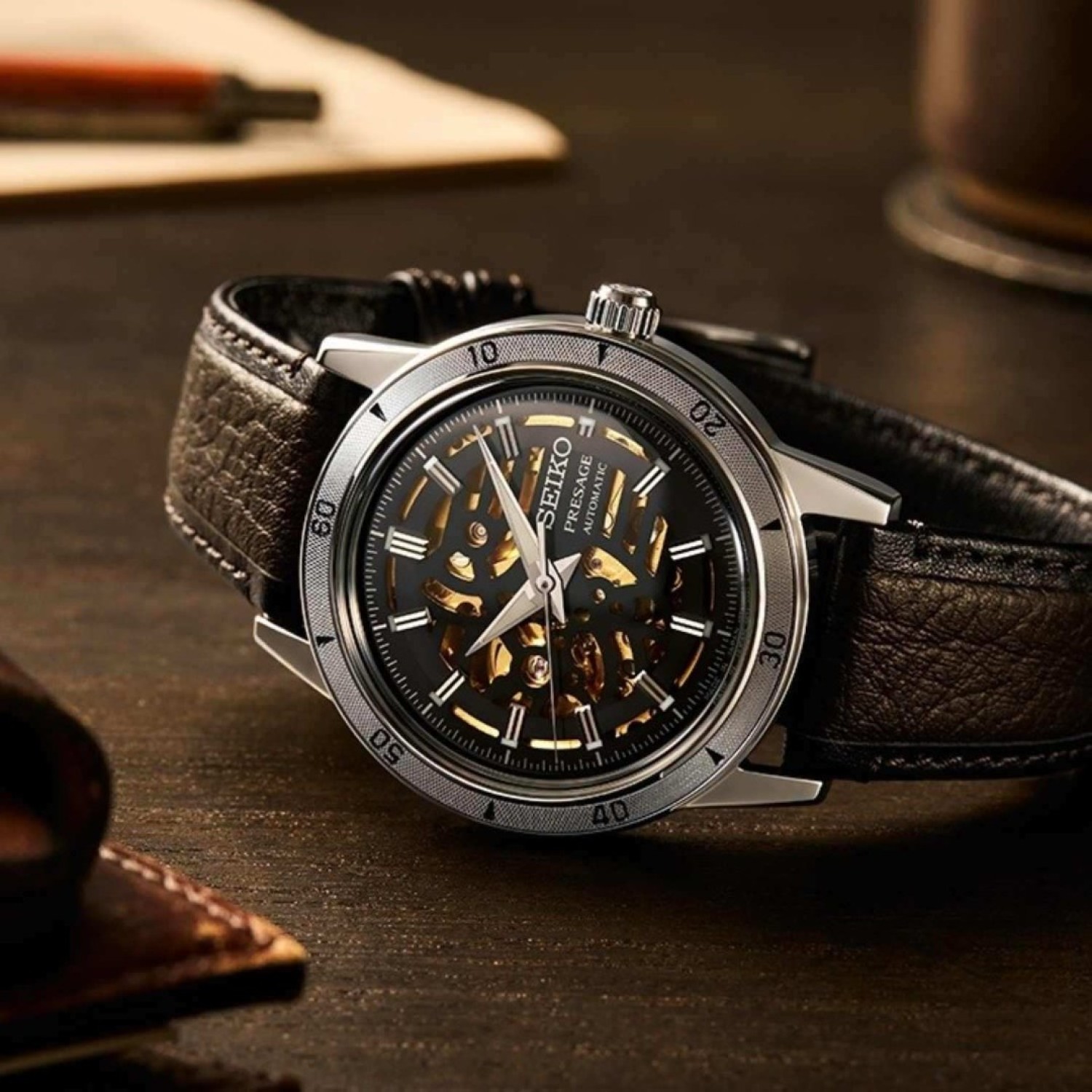 SSA461J Seiko Presage Style60's Watch - Dark Brown Leather Strap with Multi-Colored Dial SSA461J Seiko Presage Style60's Watch by Seiko Watches NZ | Dark brown leather strap with multi coloured dial