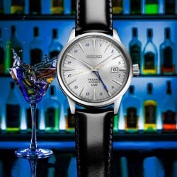 SSK049J Seiko Presage Cocktail Time GMT "Silver Bullet" Watch