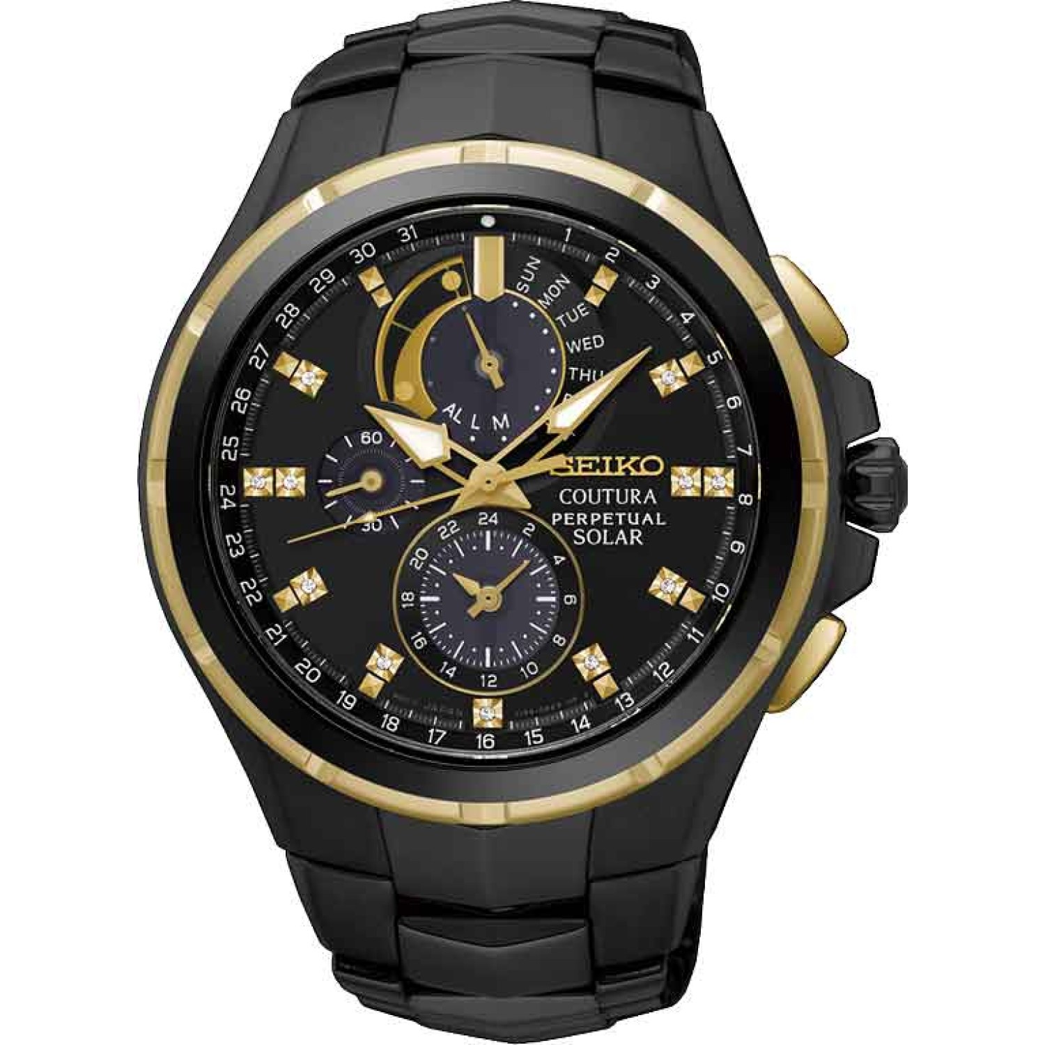 SSC573P Seiko Solar Perpetual Chronograph Diamond Watch. The Seiko SSC561P-9 features state-of-the-art perpetual calendar, chronograph timekeeping and stunning diamond hour markers, this mens Seiko Coutura watch defines timeless style. 3 Months No Payment
