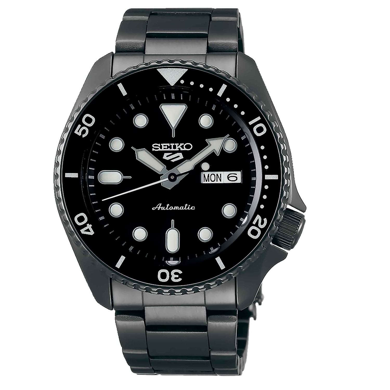 SRPD65K SEIKO 5 Mens Automatic Watch SRPD65K SRPD65K SEIKO 5 Mens Automatic Watch. Dark like midnight and with a brooding sense of style, the Seiko 5 SRPD65 is a versatile men’s divers style timepiece. Both the 100m water resistant case and bracelet are forged from stainless steel and hard-coated to