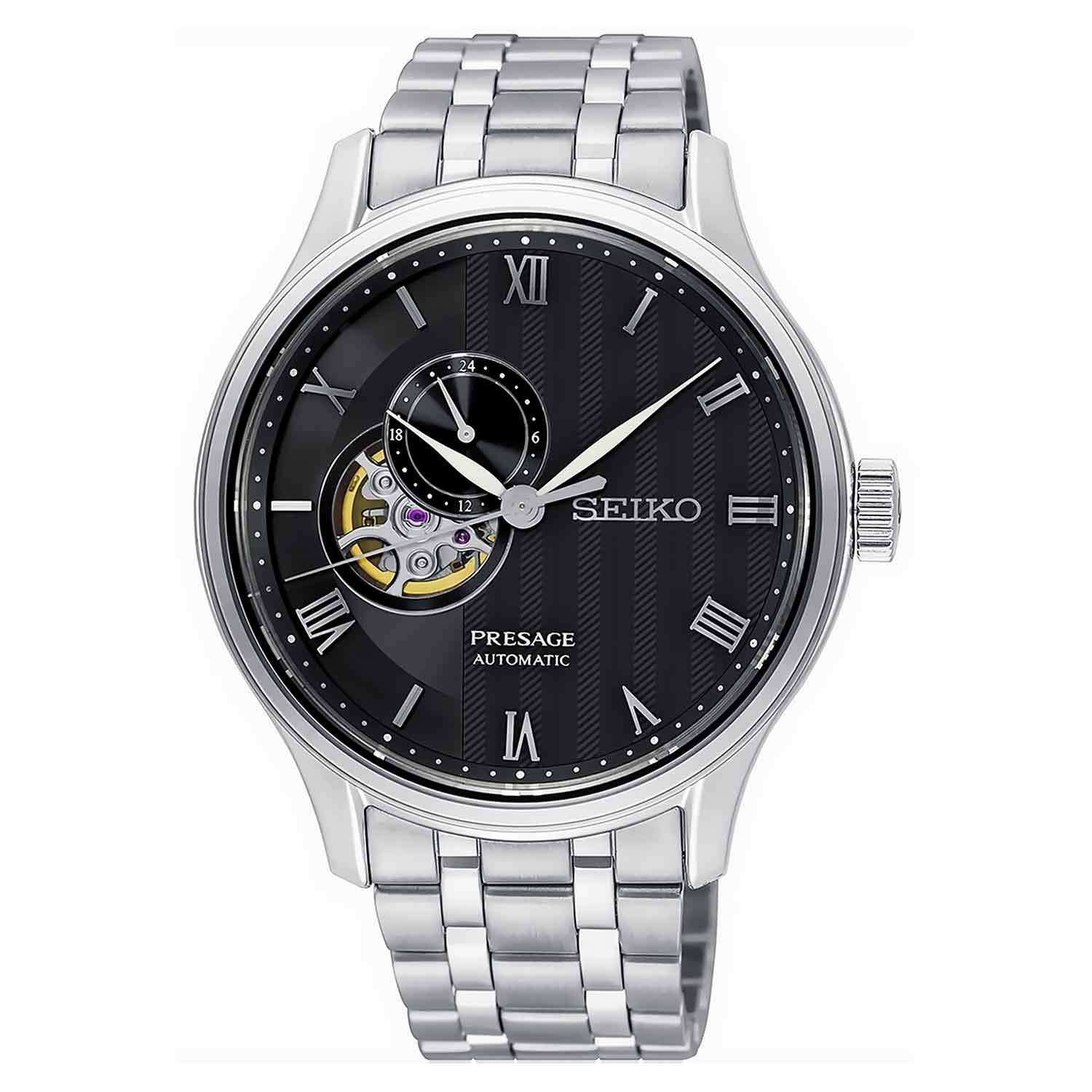 SSA377J1 SEIKO Presage Automatic Watch. Seiko’s stylish Presage Automatic Model SSA377J1 ( also abbreviated to SSA377 0r SSA377J ). This model features the ever-reliable 4R39 Automatic Movement with 24 Jewels. A good looking gents watch, that can also be 