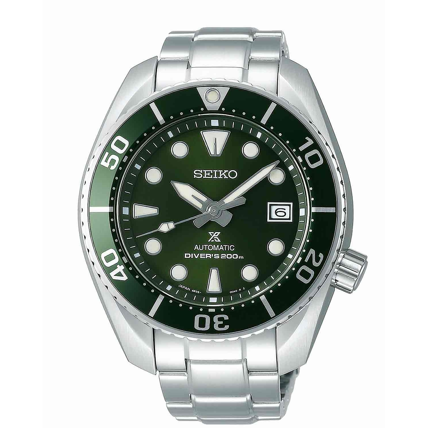 SPB103J  SEIKO Prospex Sumo Prospex  Special Edition. The Seiko SPB103J Prospex Sumo is an automatic movement watch with 200m water resistance. The SPB103J features a classic looking watch with an emerald green case and dial along with a stainless steel c