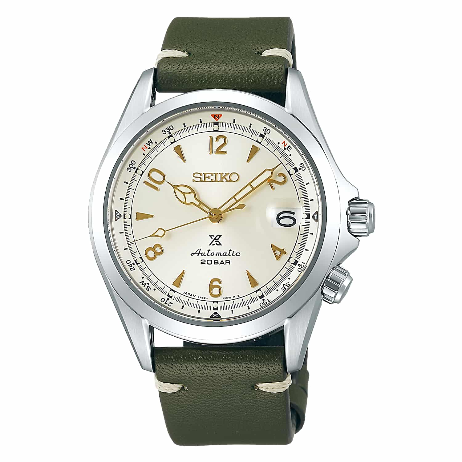 SPB123J1 SEIKO Prospex Alpinist Cream Gilt Watch. The newest Seiko Prospex Alpinist Cream Gilt SPB123J1, rarest of the other three, joins the pioneers to have a new movement; powered by Seiko’s latest automatic caliber, 6R35, which is an upgrade from the 