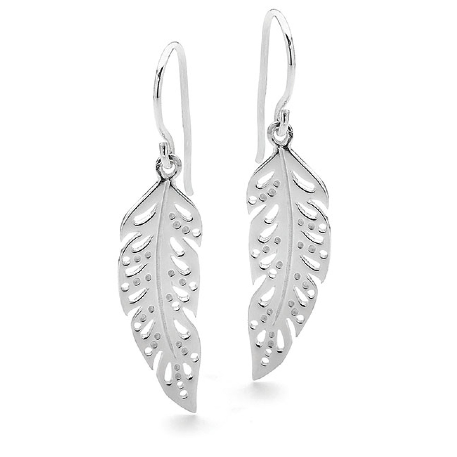 Silver Feather Earrings. Sterling silver Feather earrings  Gift boxed Crafted in 925 Sterling Silver 26mm in length Hook fitting 5 Year Christies Guarantee 3 Months No Payments and Interest for Q Card holders   @christies.online
