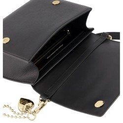 Big Trouble Bag - Black Leather with Gold Hardware & Puff Heart Charm