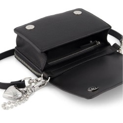 Little Trouble Bag - Black Leather with Silver Hardware & Puff Heart Charm
