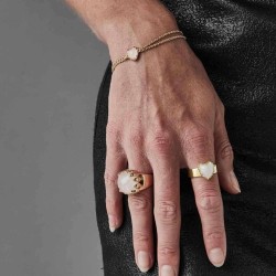 LOVE CLAW BRACELET ROSE QUARTZ - GOLD PLATED 