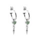 "PUNK SPIKE ANCHOR EARRINGS – Sterling Silver Hoops with Green Amethyst Heart and Spike Pendants PUNK SPIKE ANCHOR EARRINGS by Stolen Girlfriends Club, featuring sterling silver hoops adorned with green heart-shaped amethyst charms and bold spike pendants.