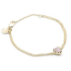 LOVE CLAW BRACELET ROSE QUARTZ - GOLD PLATED 