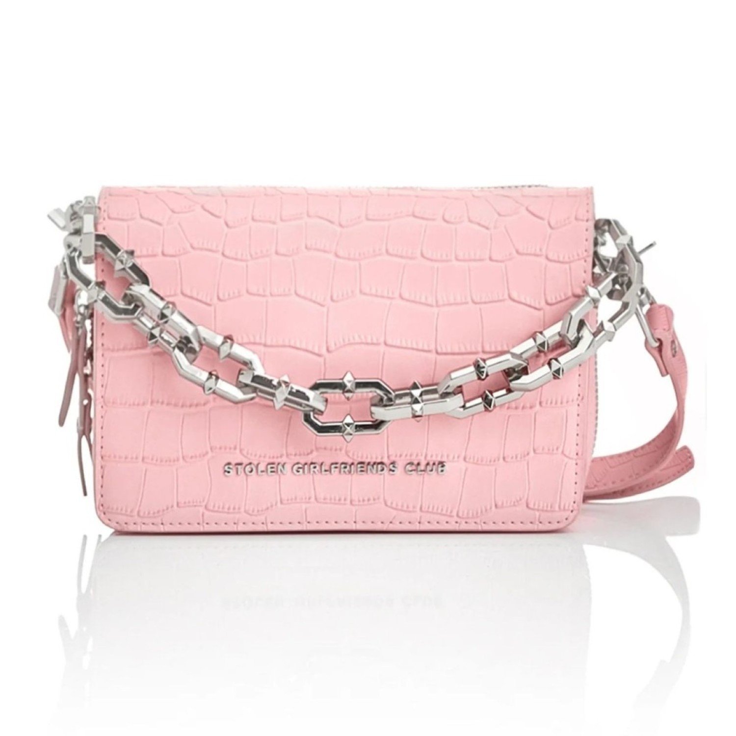 Little Trouble Bag – Stolen Girlfriends Club Jewellery | Christies Jewellery & Watches Little Trouble Bag by Stolen Girlfriends Club Jewellery | Pink with silver chain strap