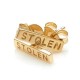TINY STOLEN BAR EARRINGS - GOLD PLATED – Stolen Girlfriends Club Jewellery TINY STOLEN BAR EARRINGS - GOLD PLATED by Stolen Girlfriends Club Jewellery | Bar shaped earring with Stolen engraved with butterfly fastening