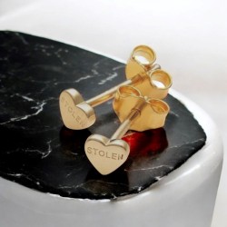 Tiny Stolen Heart Earrings - Gold Plated