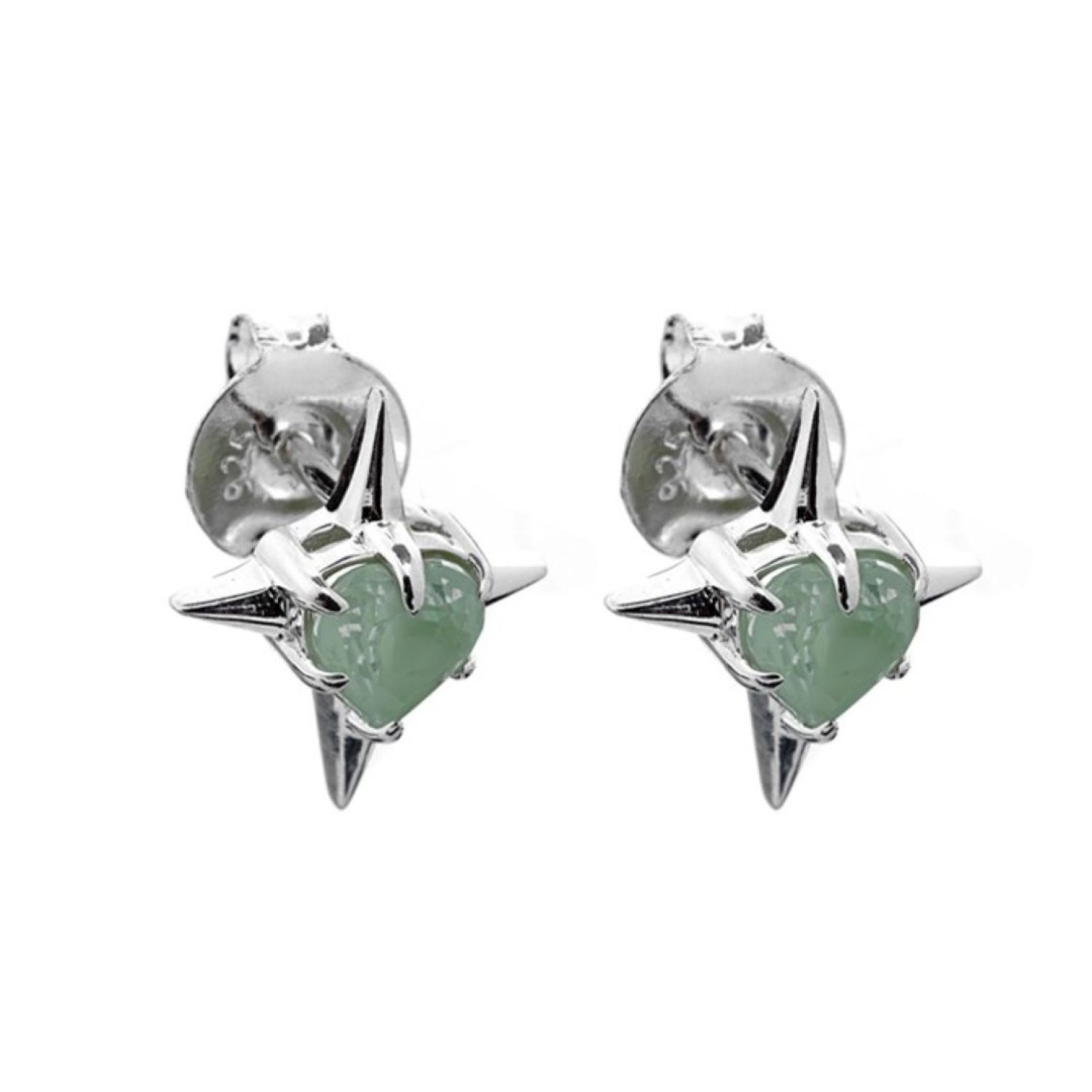 PRECIOUS PUNK STUD EARRINGS – Sterling Silver with Green Amethyst PRECIOUS PUNK STUD EARRINGS by Stolen Girlfriends Club, crafted in sterling silver with bold green amethyst stones in a sleek, modern stud design.