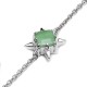 PRECIOUS PUNK BRACELET – Green Amethyst and Sterling Silver by Stolen Girlfriends Club PRECIOUS PUNK BRACELET by Stolen Girlfriends Club, featuring a delicate silver cable chain with a square-cut natural green amethyst stone set in a bold sterling silver charm. Includes a lobster clasp and a small circular tag for added detail.