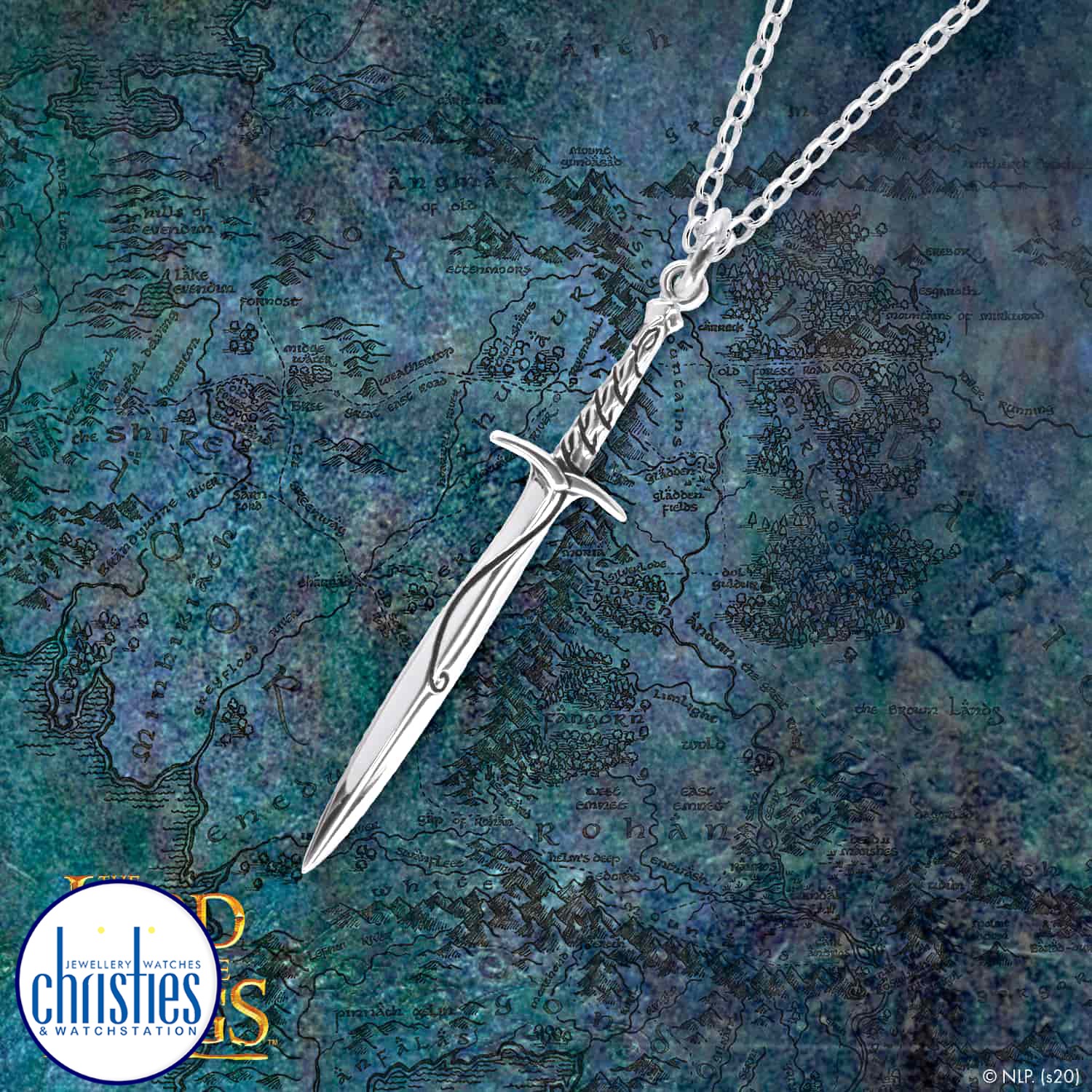 Bilbos Sword Sting Necklace. The Hobbit Bilbos Sword Sting Necklace Crafted in solid 925 Sterling Silver  The Pendant is 65mm (2.6 inches) in length Supplied with a complimentary 45cm (18 inch) Sterling Silver Pendant Chain. Supplied @christies.online