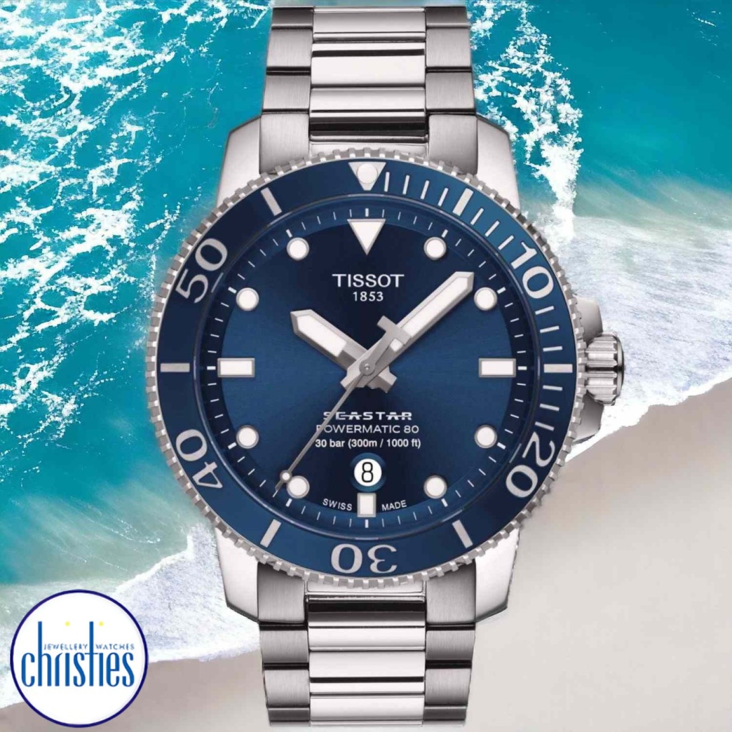 Tissot Seastar 1000 Powermatic 80 Blue Dial T1204071104103 T120.407.11.041.03 Tissot Watches NZ | Order now for Fast Free Delivery and 7 Day NZ support online and Instore at our Auckland Stores.