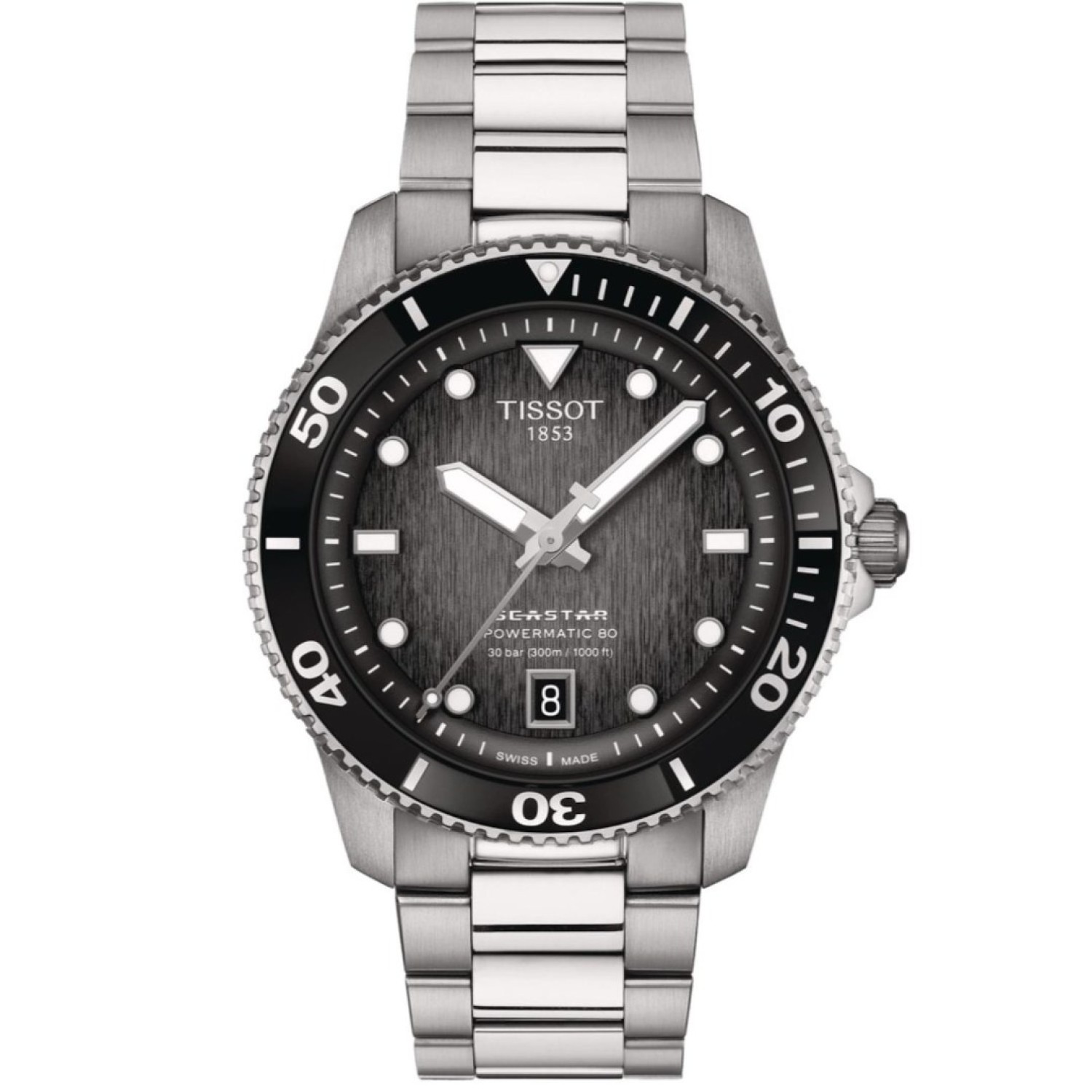 Christies Jewellery - Tissot Seastar 1000 Powermatic 80 40mm T1208071105100 Auckland NZ Tissot Seastar 1000 Powermatic 80 40mm T1208071105100 watch with stainless steel case and Graded grey-black dial.