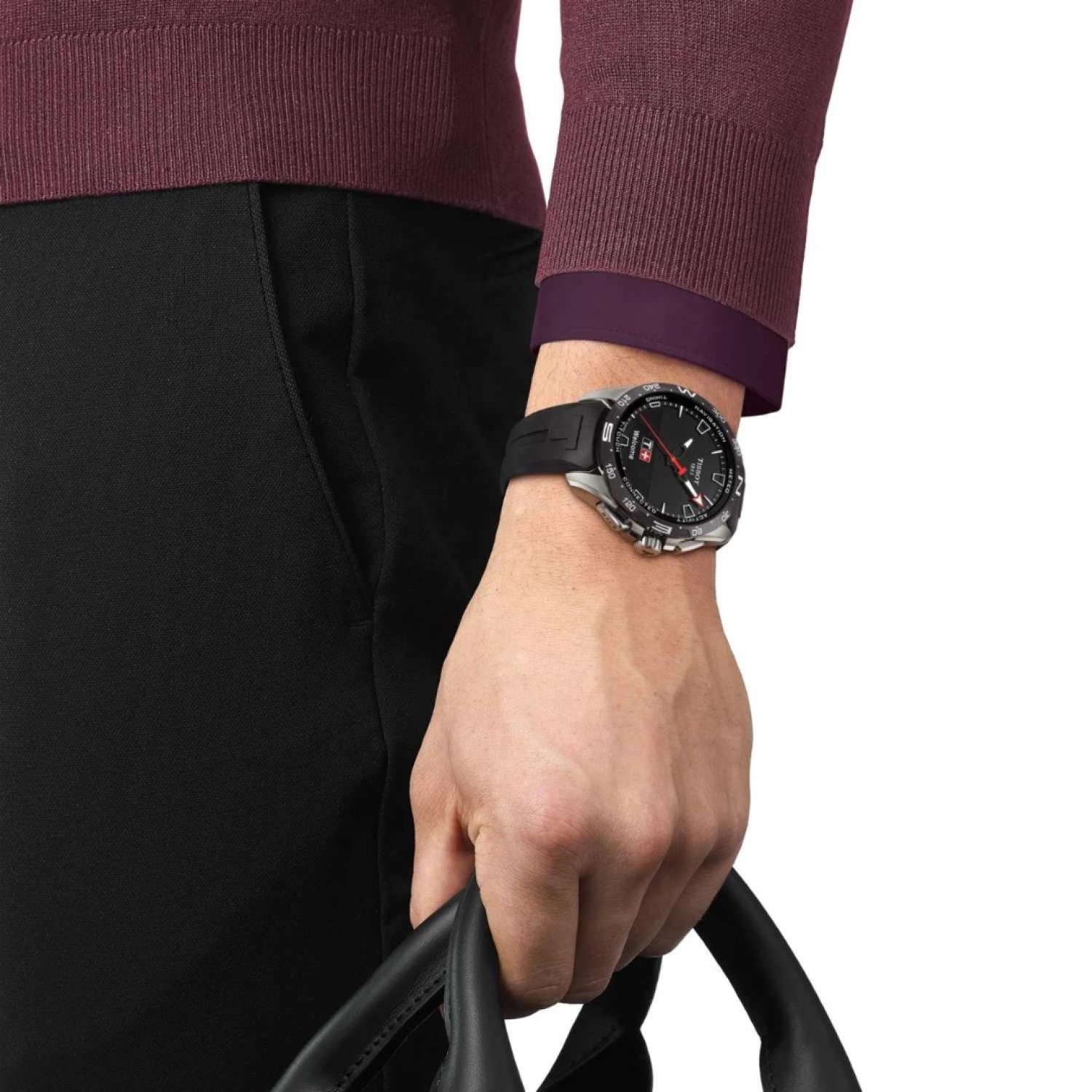 Christies Jewellery - Tissot T-Touch Connect Solar 47.5mm T1214204705100 Auckland NZ Tissot T-Touch Connect Solar 47.5mm T1214204705100 T121.420.47.051.00 Tissot Watches NZ | Grey titanium casing and black rubber strap