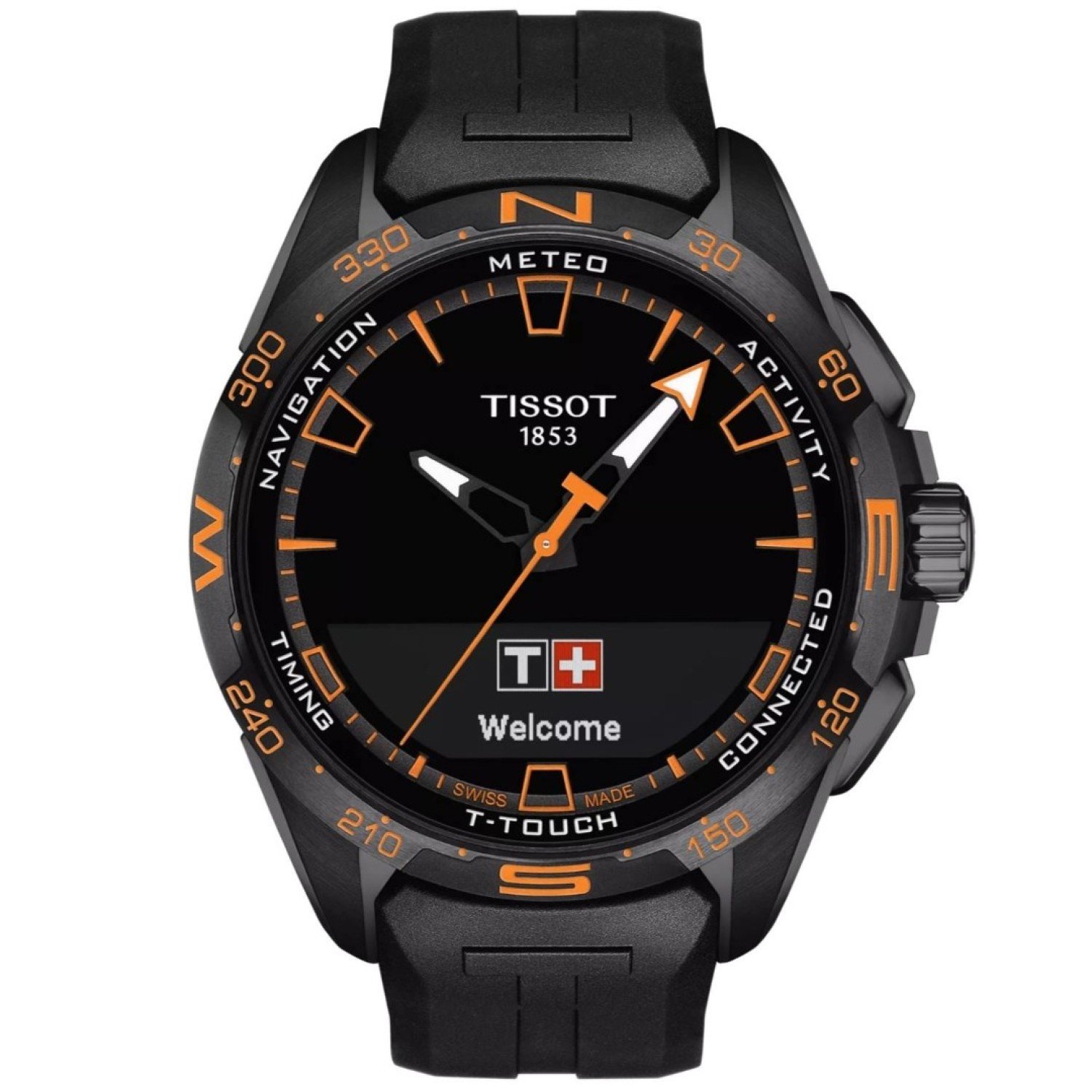 Christies Jewellery - Tissot T-Touch Connect Solar 47.5mm T1214204705104 Auckland NZ "Tissot T-Touch Connect Solar 47.5mm T1214204705104 with Black Titanium casing and black rubber strap.