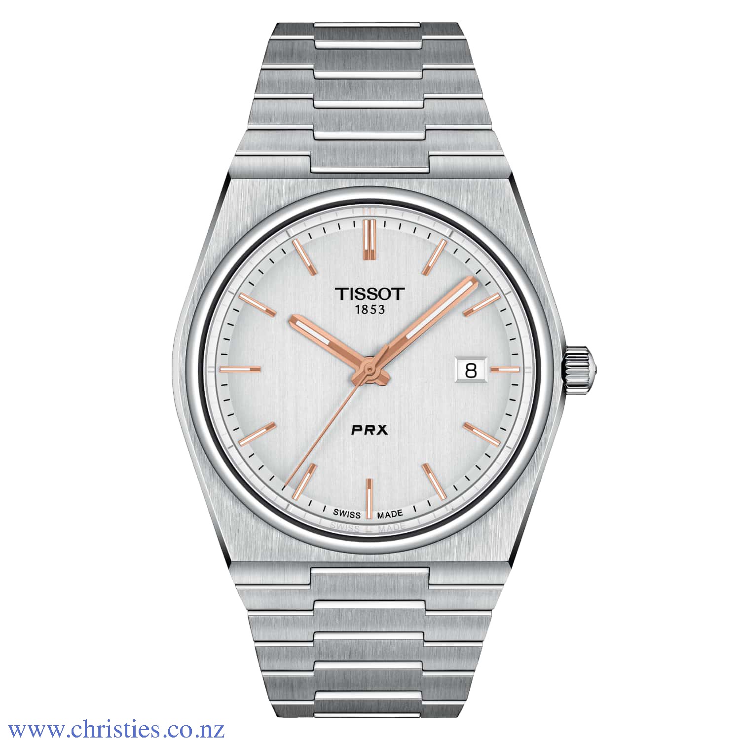 TISSOT PRX T-Classic Stainless Steel Watch T1374101104100. A throwback to a flagship design from 1978, the PRX 40 205 is an essential timepiece with integrated case and bracelet. Made remarkable by its slim, timeless and solid design, this is an ideal wat