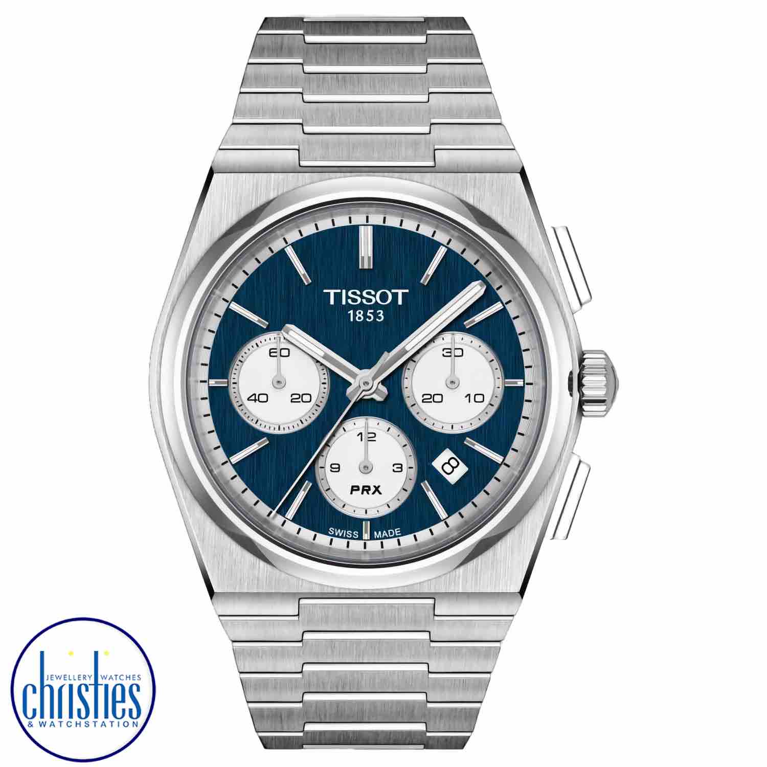 TISSOT PRX Watch Valjoux Chronograph Blue Dial T1374271104100 tissot prx powermatic 80 sale