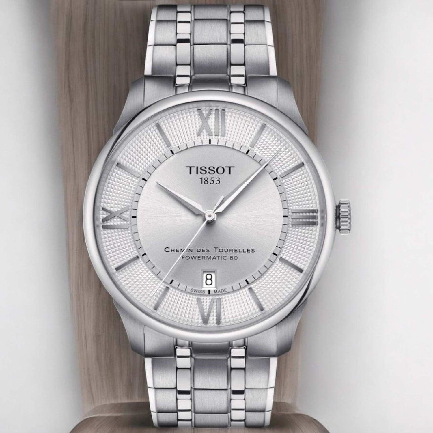 Christies Jewellery - Tissot Chemin des Tourelles Powermatic 80 - Timeless Elegance Tissot Chemin Des Tourelles Powermatic 80 T1394071103800 T139.407.11.038.00 Swiss watch with domed sapphire crystal glass and silver dial”