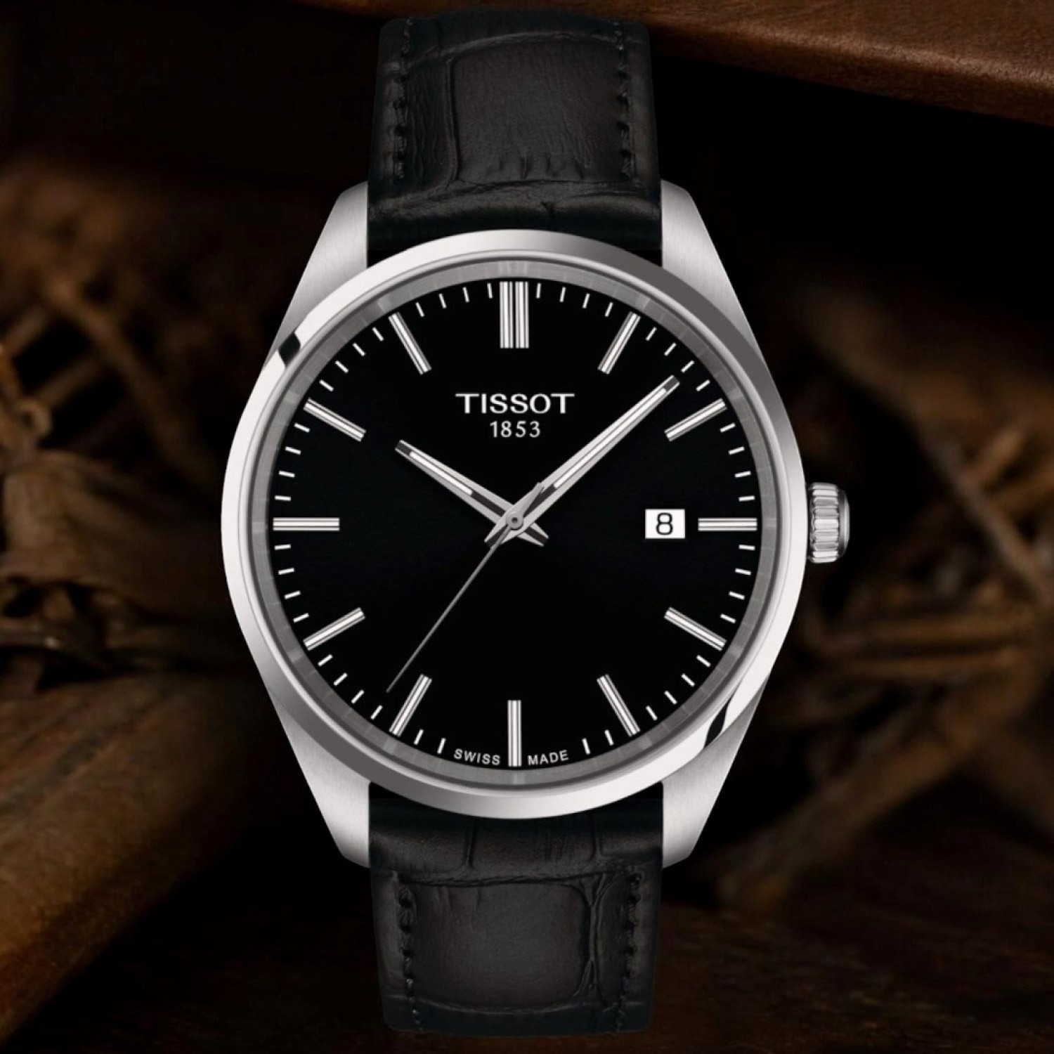 Tissot PR100 40mm Leather Strap Watch with Black Dial - Model T1504101605100 | Christies Jewellery & Watches Tissot PR100 40mm Leather Strap Watch with Black Leather and Black Dial - Model T1504101605100