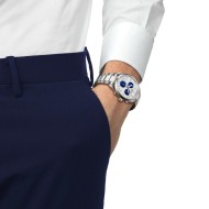 Tissot PR100 Chronograph Watch – White Dial & Blue Subdials | T1504171101100