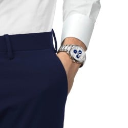 Tissot PR100 Chronograph Watch – White Dial & Blue Subdials | T1504171101100