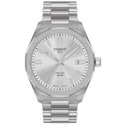 Tissot PRC 100 Solar 39mm Silver Dial Watch | T1514221103100