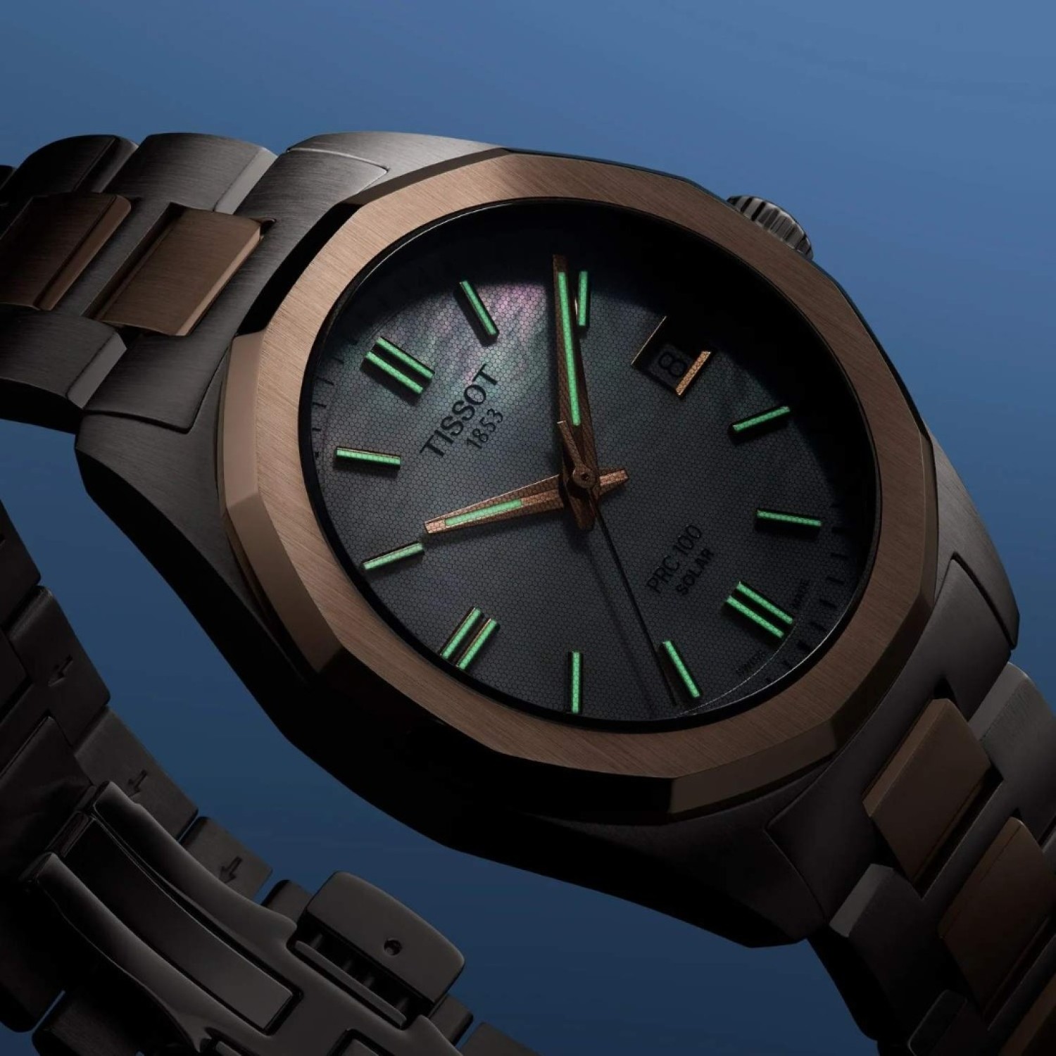Tissot PRC 100 Solar 34mm – MOP Dial, Two‑Tone Rose Gold & Silver Bracelet | T1518222211100 – Tissot Watches NZ | Order now for Fast Free Delivery and 7 Day NZ support online and Instore at our Auckland Stores. Tissot PRC 100 Solar 34mm – MOP Dial, Two‑Tone Rose Gold & Silver Bracelet | T1518222211100 – Tissot Watches NZ