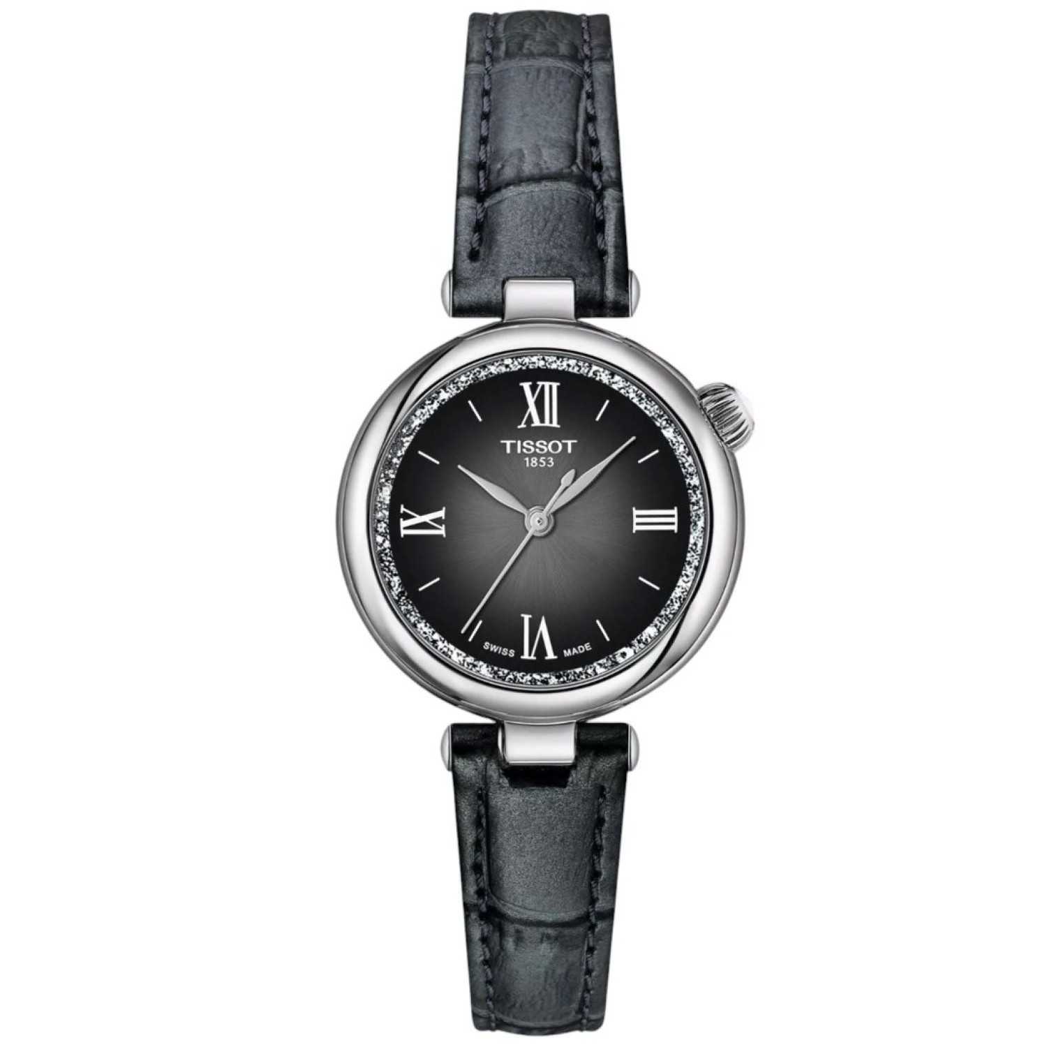 Christies Jewellery - Tissot Desir Black Dial Watch T1520101603800 Auckland NZ Tissot Desir Black Dial Watch T1520101603800 T152.010.16.038.00 Tissot Watches NZ | Graded Black Dial and Grey Leather Strap